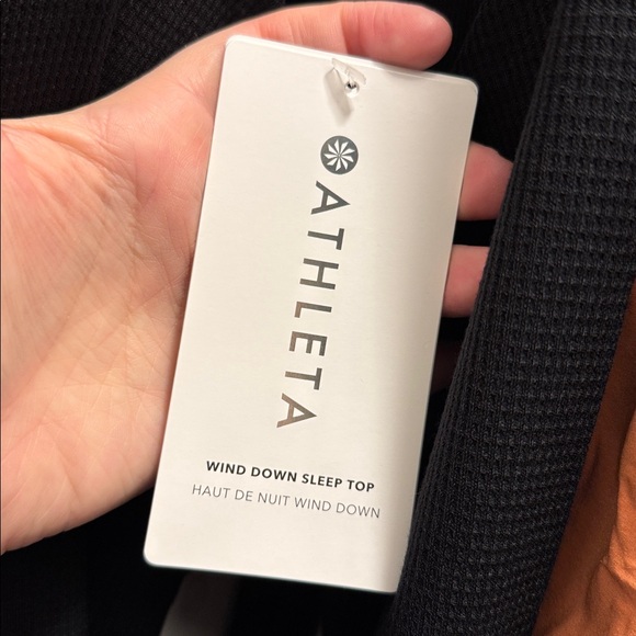 XXS, XS, S, M - ATHLETA - Wind Down Sleep Waffle Knit Black Top NEW - Picture 5 of 5